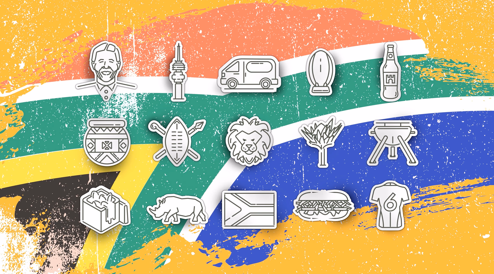 Selected work South African icon illustration set